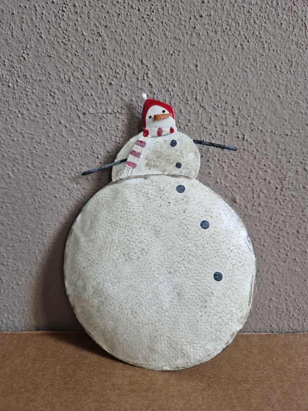 Decorazione Pupazzo neve in metallo 15 cm
