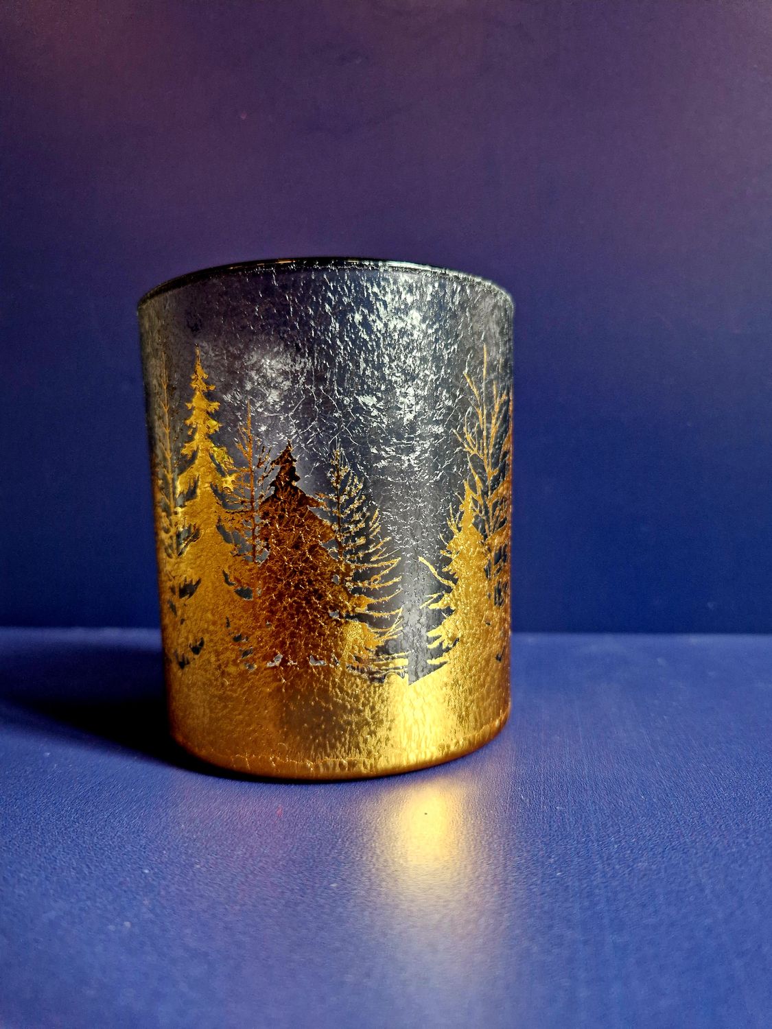 Portacandele Nero-Oro Abeti