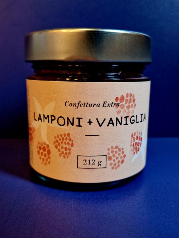 Confettura Extra Lamponi + Vaniglia  - 212 gr