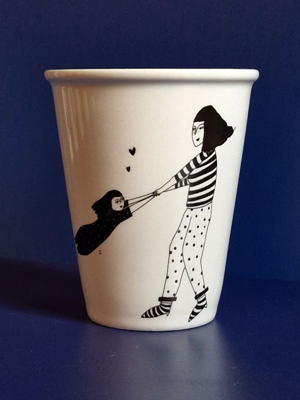 Tazza in porcellana bianca - SPINNING AROUND