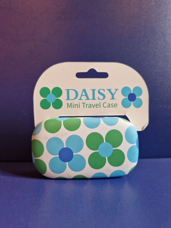 Mini Travel Case - Blue And Green Daisy