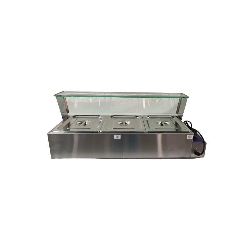 Bain Marie 3 Pans with Glass - Table Top