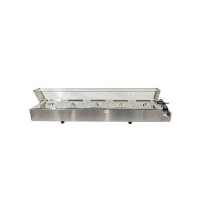 Bain Marie 5 Pans with Glass - Table Top