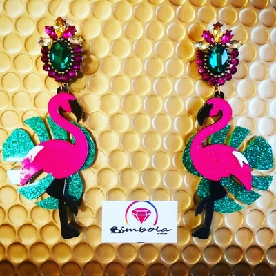 Pendientes Flamencos pendientes de verano / Flamingo earrings funny earrings summer earrings 