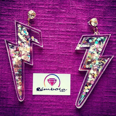 Pendientes Rayos Purpurina