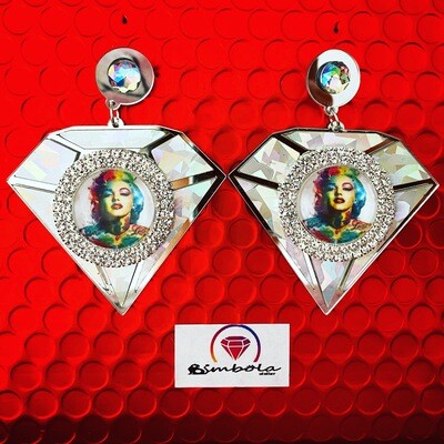 Pendientes Marilyn Monroe Diamond earrings diamante metacrilato 