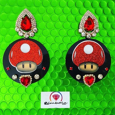 Pendientes Seta Super Mario earrings pendientes vinilo pendientes pendientes frikis Pendientes videojuego