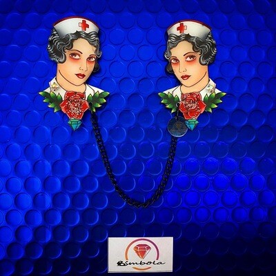 BI-PIN ENFERMERAS TATTOO TRADICIONAL NURSE BROOCH NURSE TATTOO NURSE PIN DOUBLE CHAIN DOBLE CADENA PIN UP