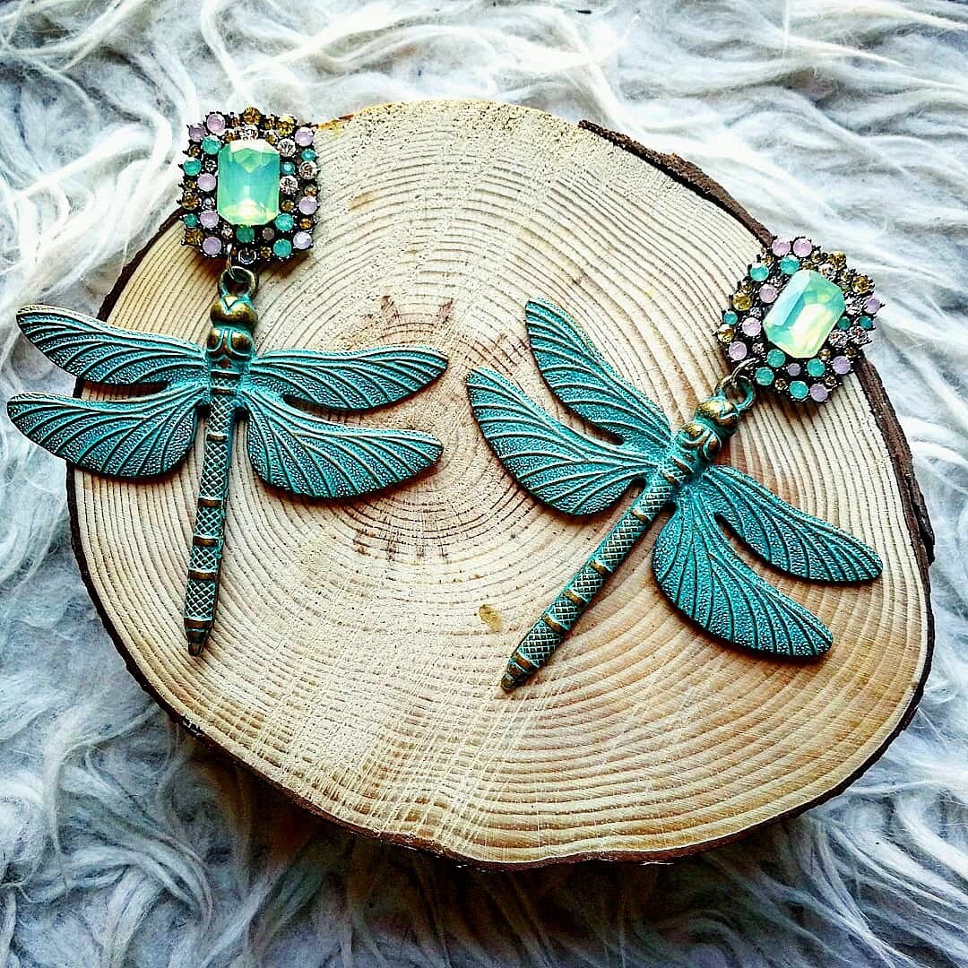 Pendientes libélulas turquesa blue Dragon-fly earrings 