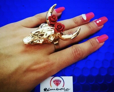 ANILLO CABEZA DE BÚFALO DORADA OX RING GOLD BUFFALO RING ANILLO BUFALO ANILLO BUEY LUXURY