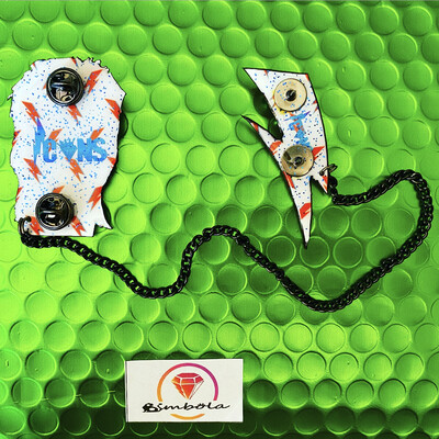 BI-PIN BOWI PIN RAYO BROCHE BOWI PIN DOUBLE BROOCH PIN DOBLE CADENA