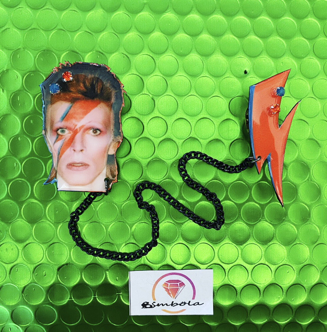 BI-PIN BOWI PIN RAYO BROCHE BOWI PIN DOUBLE BROOCH PIN DOBLE CADENA