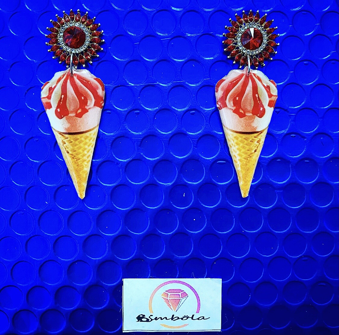 PENDIENTES CONOS FRESA HELADO STRAWBERRY ICE CREAM EARRINGS GLITTER EARRINGS HANDMADE EARRINGS 