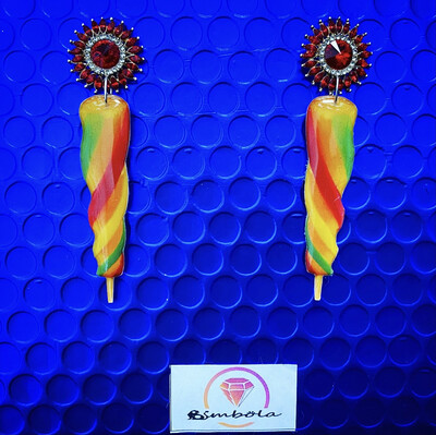 Pendientes Pirulo ice cream earrings pendientes helados handmade earrings glitter earrings 