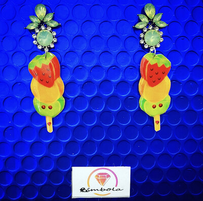 Pendientes frutas ice cream earrings pendientes helados handmade earrings glitter earrings fruit earrings 