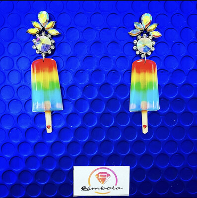 Pendientes arcoiris ice cream earrings pendientes helados glitter rainbow 