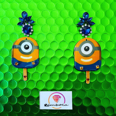 Pendientes Minion ice cream earrings pendientes helados rainbow earrings funny earrings