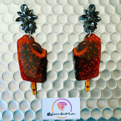Pendientes chocolate ice cream earrings pendientes helados handmade earrings glitter earrings chocolate earrings funny earrings personalized earrings
