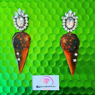 Pendientes chocolate ice cream earrings pendientes helado funny earrings helado cono 
