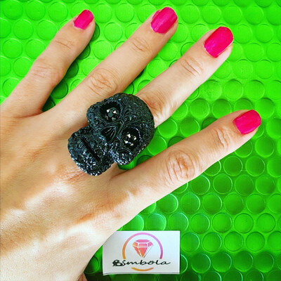ANILLO SKULL RING ANILLO CALAVERA NEGRA ANILLO RESINA