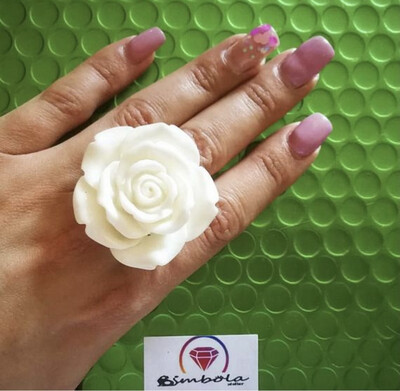 ANILLO FLOR RESINA ANILLO GRANDE BIG FLOWER RING CARTOON RING ADJUSTABLE RING ROSA