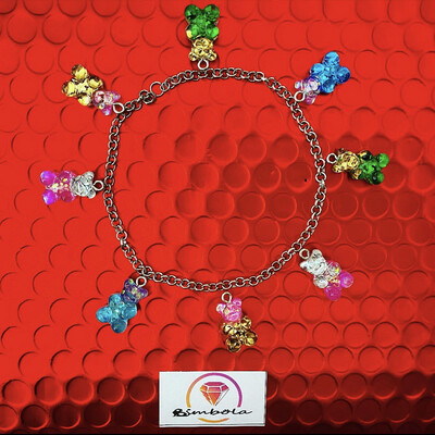 Bimbolina pulsera ositos gummy bears bracelet glitter pulsera brilli brilli purpurina resina jelly bean pulsera acero charms gummy bears