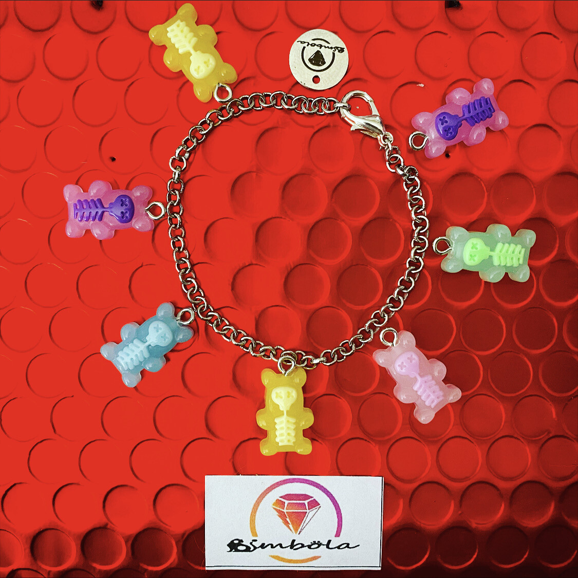 Bimbolina pulsera ositos gummy bears bracelet glitter pulsera osos huesudos de  resina jelly bean pulsera acero charms bones gummy bears 