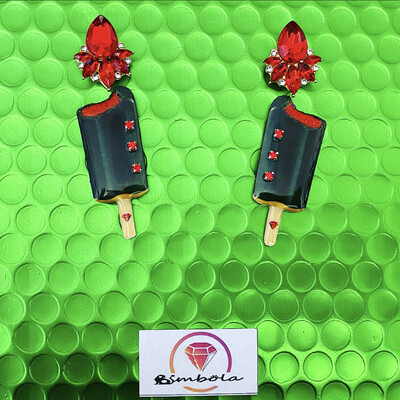 PENDIENTES DRACULÍN HELADO ICE CREAM EARRINGS GLITTER EARRINGS HANDMADE EARRINGS 