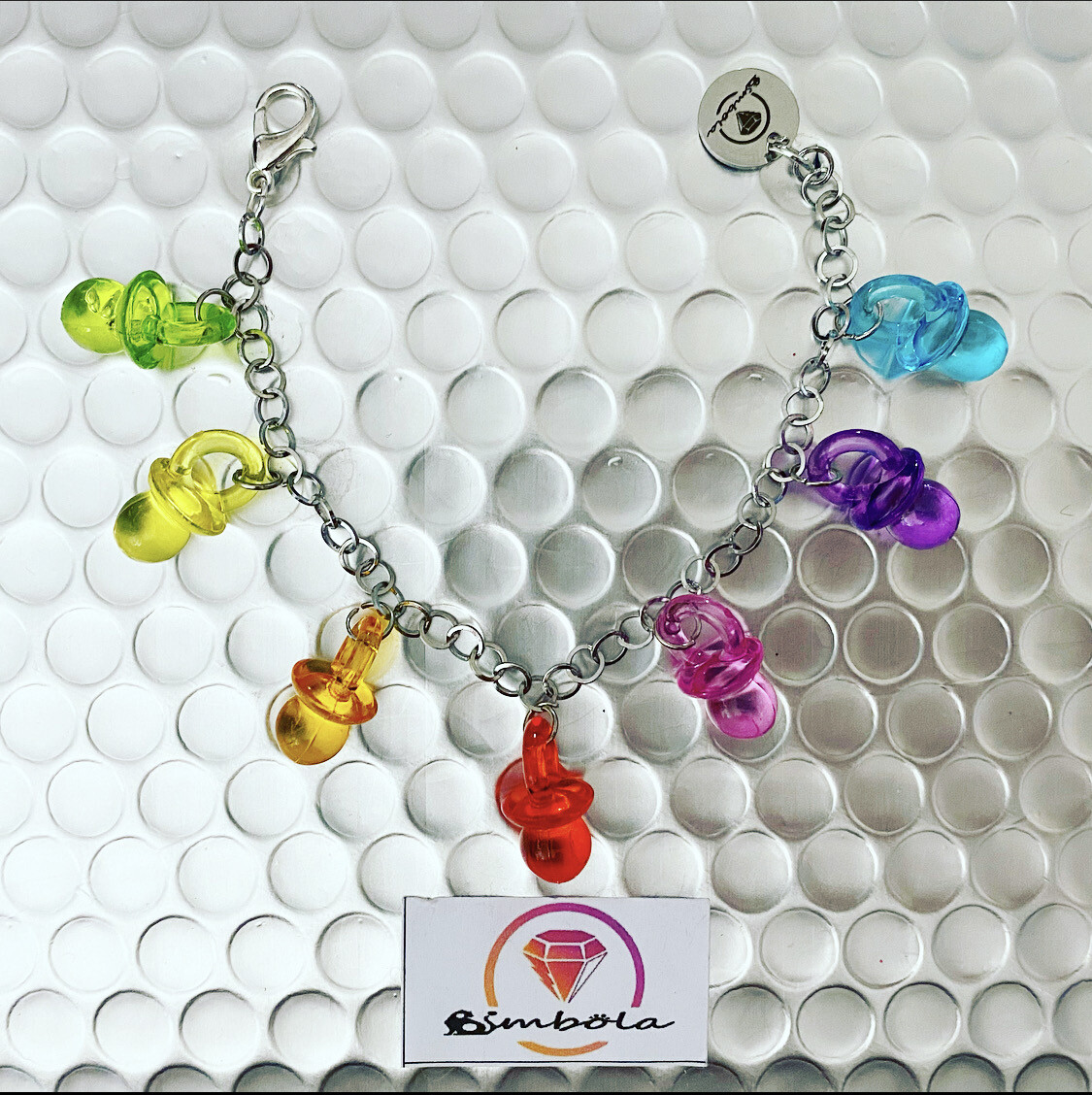 Bimbolina pulsera chupetes pulsera chupones pacifier bracelet glitter pulsera acero charms 