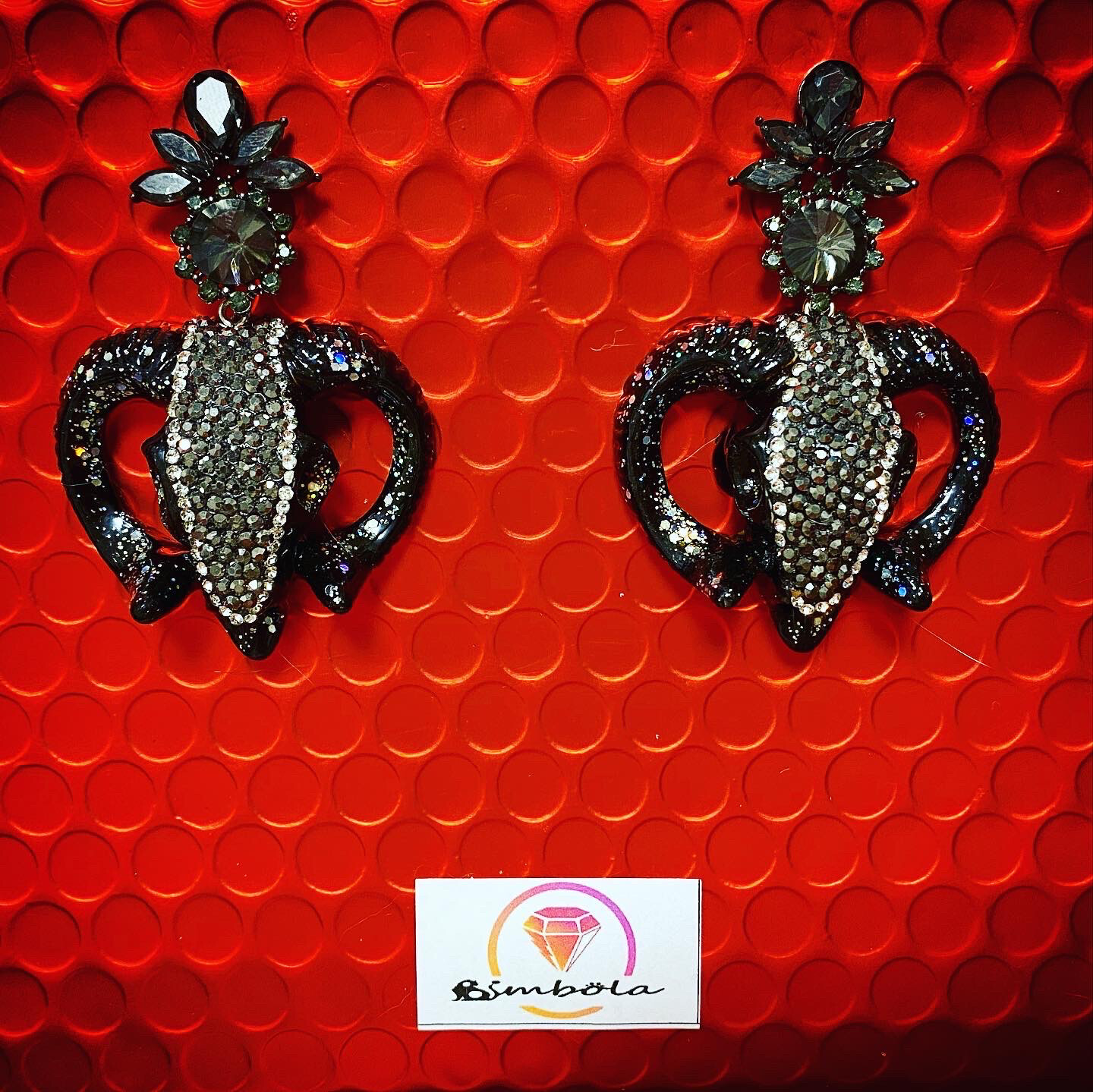 Pendientes carneros circonitas glitter earrings handmade earrings resina RAM EARRINGS 