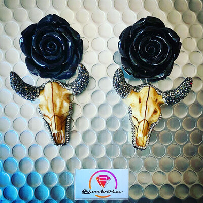 Pendientes búfalos circonitas glitter earrings handmade resina OX EARRINGS PENDIENTES BUEY LUXURY bufalo
