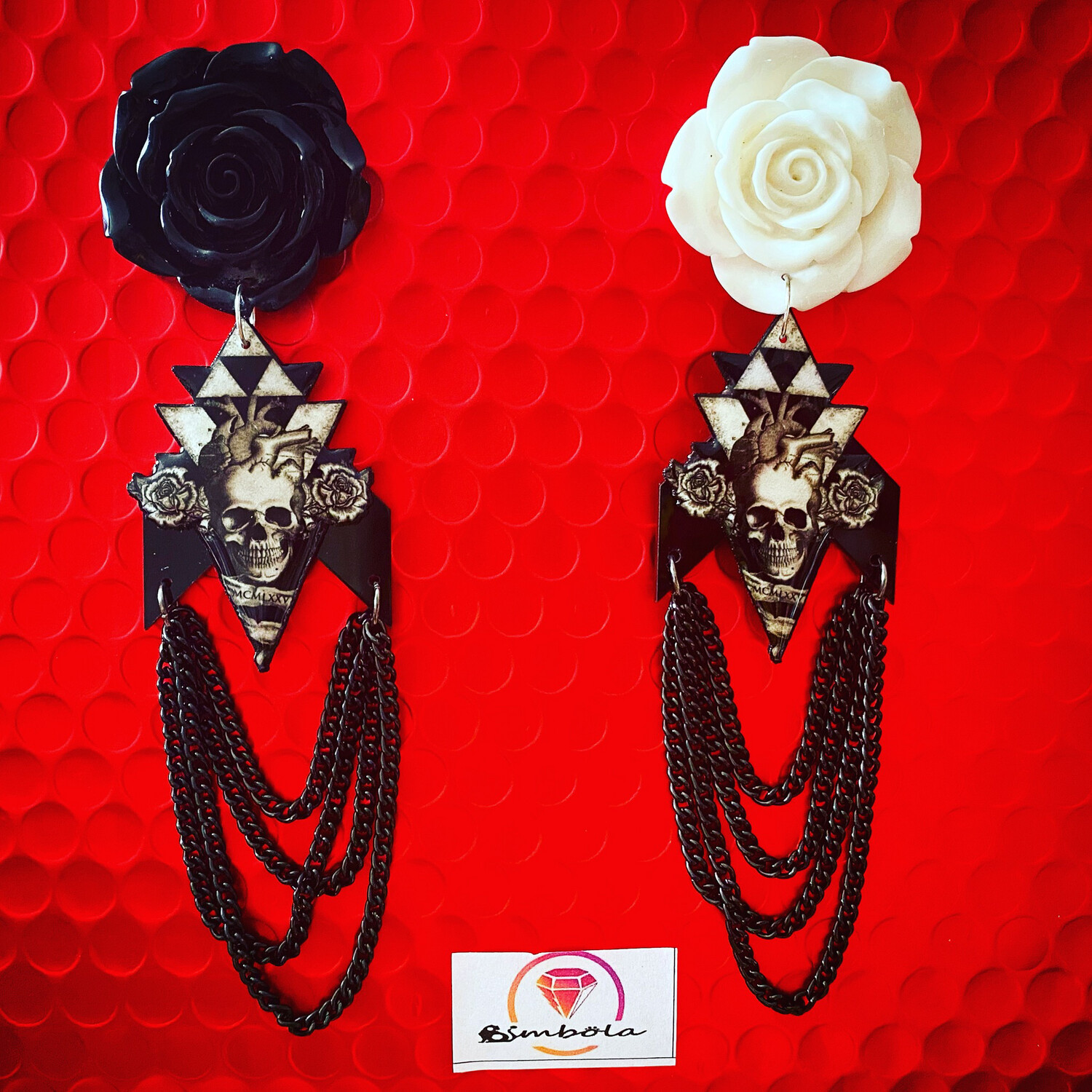 Pendientes calaveras pendientes Halloween earrings pendientes rosas pendientes cadenas SKULL EARRINGS