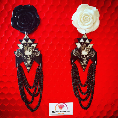 Pendientes calaveras pendientes Halloween earrings pendientes rosas pendientes cadenas SKULL EARRINGS