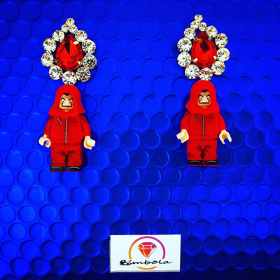 Pendientes juguete toy earrings pendientes rojos Dalí casa de papel Dali