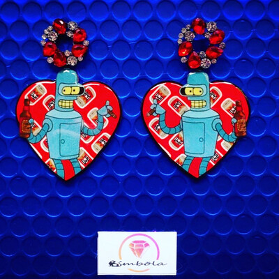 PENDIENTES ROBOT EARRINGS FUNNY EARRINGS pendientes BEND pendientes FUTURAM cerveza