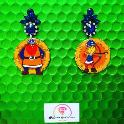 PENDIENTES VIKINGO EARRINGS FUNNY EARRINGS HANDMADE EARRINGS DIBUJOS ANIMADOS