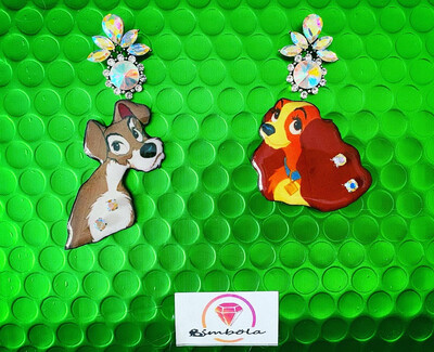 PENDIENTES DAMA Y VAGABUNDO Pendientes perros pendientes dibujos animados