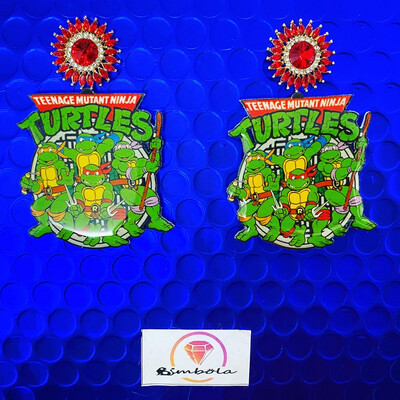 PENDIENTES TORTUGAS TURTLE EARRINGS FUNNY EARRINGS HANDMADE EARRINGS CARTOON EARRINGS DIBUJOS ANIMADOS NINJA EARRINGS 
