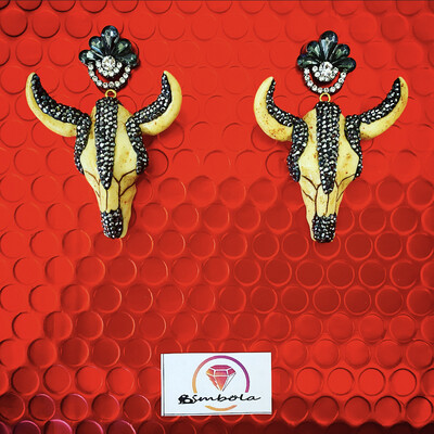 Pendientes búfalos circonitas glitter earrings handmade earrings resina OX EARRINGS PENDIENTES BUEY LUXURY bufalo
