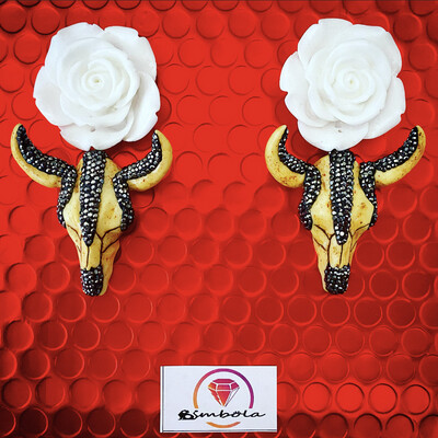 Pendientes búfalos circonitas glitter earrings handmade earrings resina OX EARRINGS PENDIENTES BUEY LUXURY bufalo
