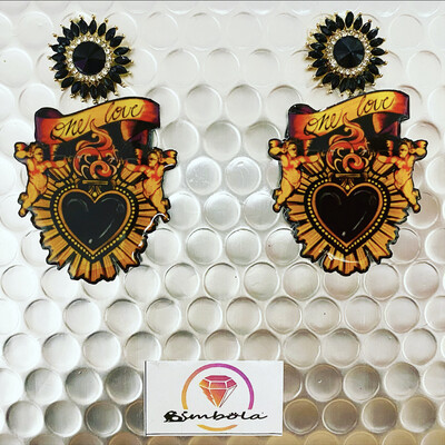 PENDIENTES CORAZÓN HEART EARRINGS ONE LOVE TATTOO HANDMADE EXCLUSIVE DESIGN ENTE SHOP corazón san Valentín 