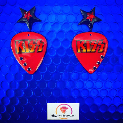 Pendientes rockeros pendientes púa rock earrings pua pendientes kiss handmade earrings spike earrings 
