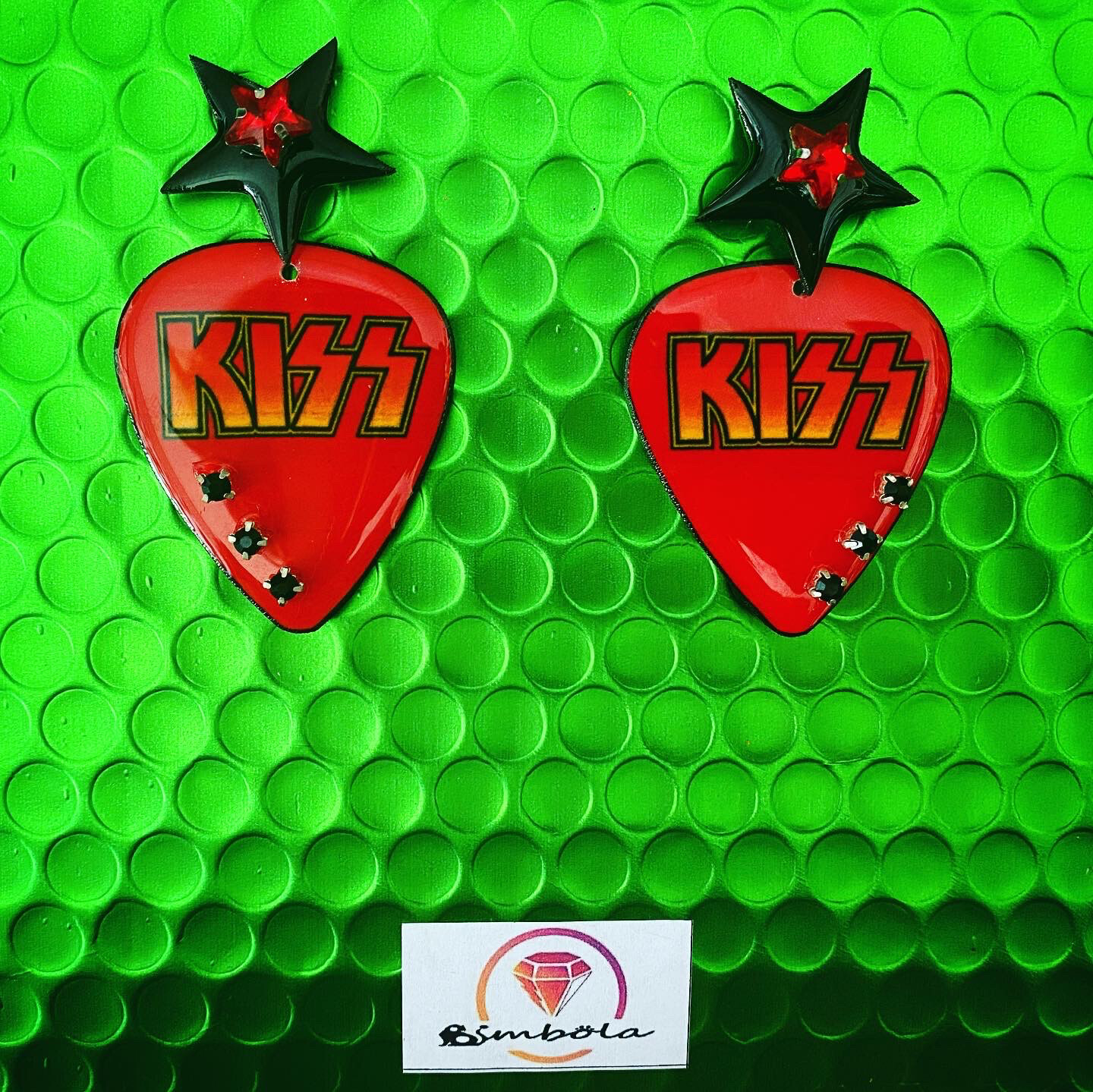 Pendientes rockeros pendientes púa rock earrings pua pendientes kiss handmade earrings spike earrings 