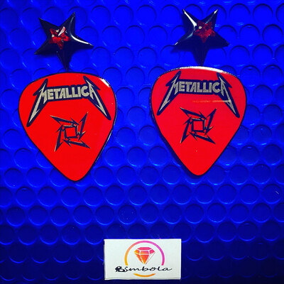 Pendientes rockeros pendientes púa rock earrings pendientes handmade earrings glitter earrings spike earrings pua Metallica
