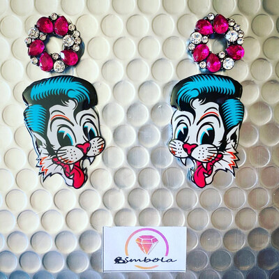 Pendientes gato pendientes rockabilly cat earrings Cartoon earrings pendientes dibujos animados