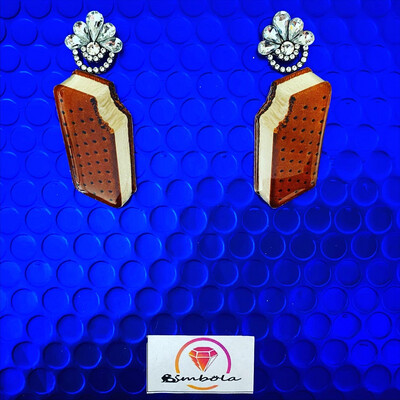 PENDIENTES SANWICH PENDIENTES HELADO CHOCOLATE ICE CREAM EARRINGS GLITTER EARRINGS HANDMADE EARRINGS 