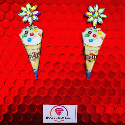 PENDIENTES CONOS PENDIENTES HELADO CHOCOLATE ICE CREAM EARRINGS GLITTER EARRINGS HANDMADE EARRINGS 