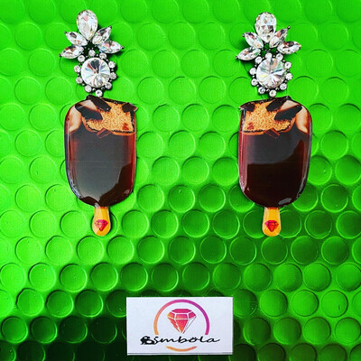 PENDIENTES CHOCOLATE PENDIENTES HELADO CHOCOLATE ICE CREAM EARRINGS GLITTER EARRINGS HANDMADE EARRINGS 