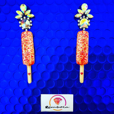 PENDIENTES KRIKO PENDIENTES HELADO CHOCOLATE ICE CREAM EARRINGS GLITTER EARRINGS HANDMADE EARRINGS 