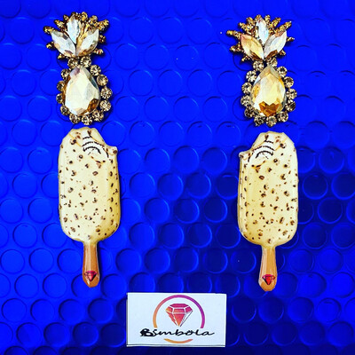 PENDIENTES MAGNUM PENDIENTES HELADO CHOCOLATE ICE CREAM EARRINGS GLITTER EARRINGS HANDMADE EARRINGS PENDIENTES CARAMELO